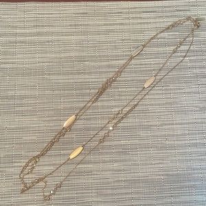 Gently used The Limited gold toned double necklace with bead and panel design